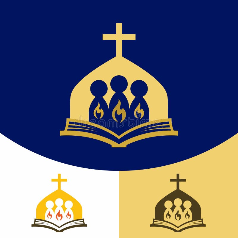 Logo della chiesa Simboli cristiani La riunione dei san in nome di Lord Jesus Christ, la fiamma bruciante di Spirito Santo illustrazione di stock Logo della chiesa Simboli cristiani La riunione dei san in nome di Lord Jesus Christ, la fiamma bruciante di Spirito Santo illustrazione di stock