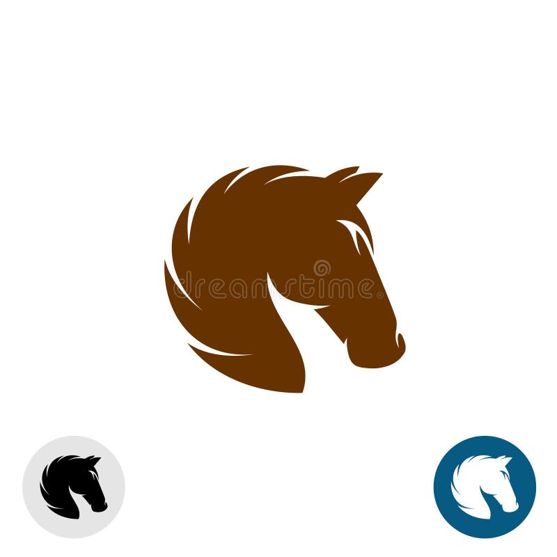 Logo della testa di cavallo Una siluetta elegante semplice di colore illustrazione di stock
