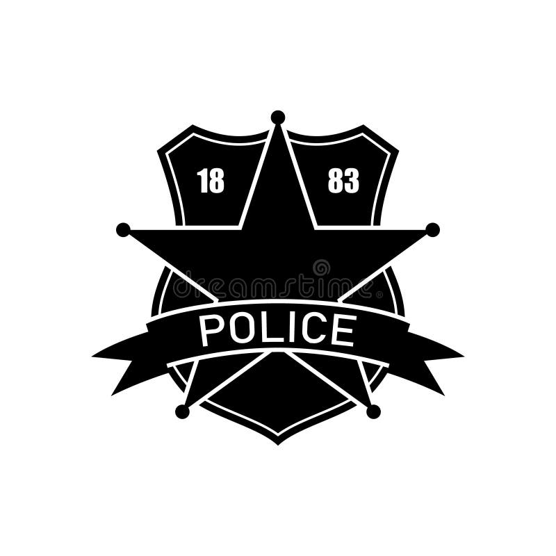 Logo departamentu policji. odznaka policjanta. ikona izolowana. czarna sylwetka ikony federalnej ilustracji
