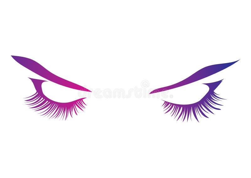 Logo der Wimpern. stilisiertes Haar. dreieckige Linien. farbige Vektordarstellung. stock abbildung