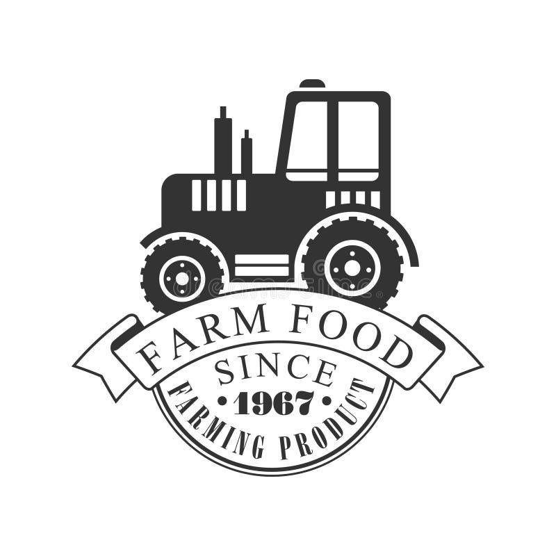 Logo des Bauernhoflebensmittel-Landwirtschaftsproduktes seit 1967 Retro- Vektor-Schwarzweiss-Illustration vektor abbildung Logo des Bauernhoflebensmittel-Landwirtschaftsproduktes seit 1967 Retro- Vektor-Schwarzweiss-Illustration vektor abbildung