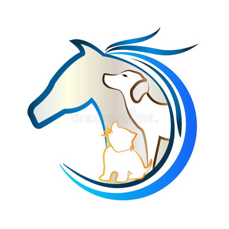 Logo des Pferds, des Hundes und der Katze Tierliebhaberaufkleber stock abbildung Logo des Pferds, des Hundes und der Katze Tierliebhaberaufkleber stock abbildung