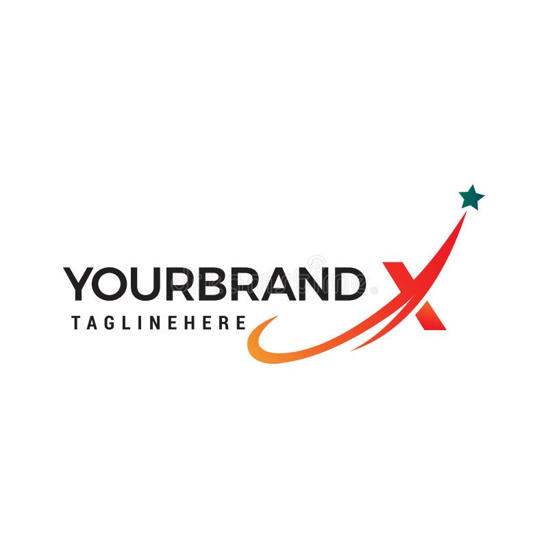 Logo des Sternbuchstaben X Sterne des Buchstabe-X Swoosh LogoKonzept- des Entwurfesschablone lizenzfreie abbildung