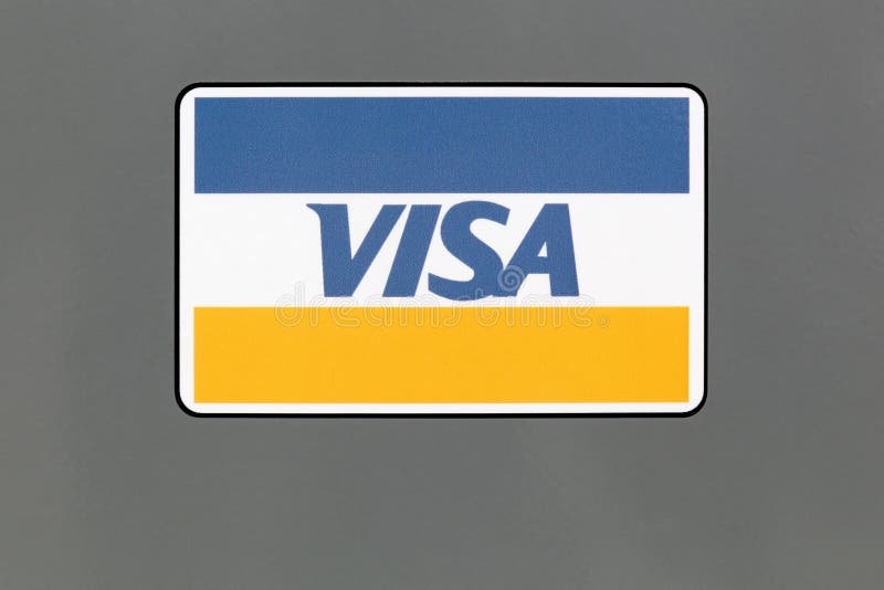 Hvide Sande, Denmark - August 1, 2017: Logo of Visa on a panel. Visa is an American multinational financial services corporation headquartered in Foster City, California, United States. Hvide Sande, Denmark - August 1, 2017: Logo of Visa on a panel. Visa is an American multinational financial services corporation headquartered in Foster City, California, United States