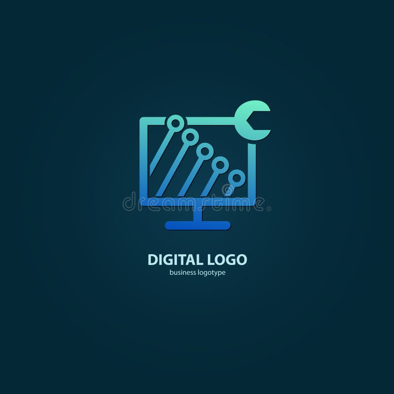 Logo Design Abstract Computer Repair Vector Template. Stock Vector