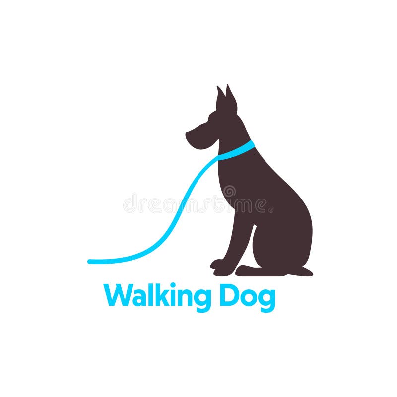 Logo Design for Dog Walking. Stock Vector Illustration of flat
