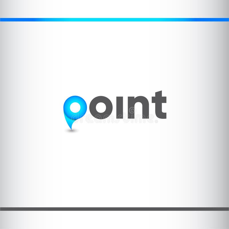 Logo Design with Point Mark. Blue Pin Symbol Stock Illustration