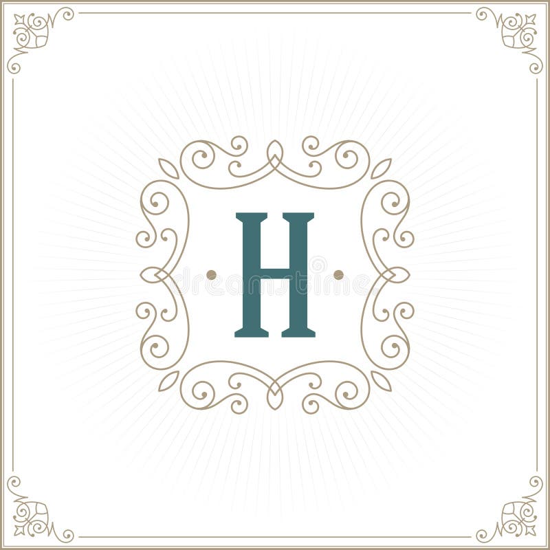 Logo Design Template real Floresce linhas elegantes caligráficas do ornamento ilustração stock Logo Design Template real Floresce linhas elegantes caligráficas do ornamento ilustração stock