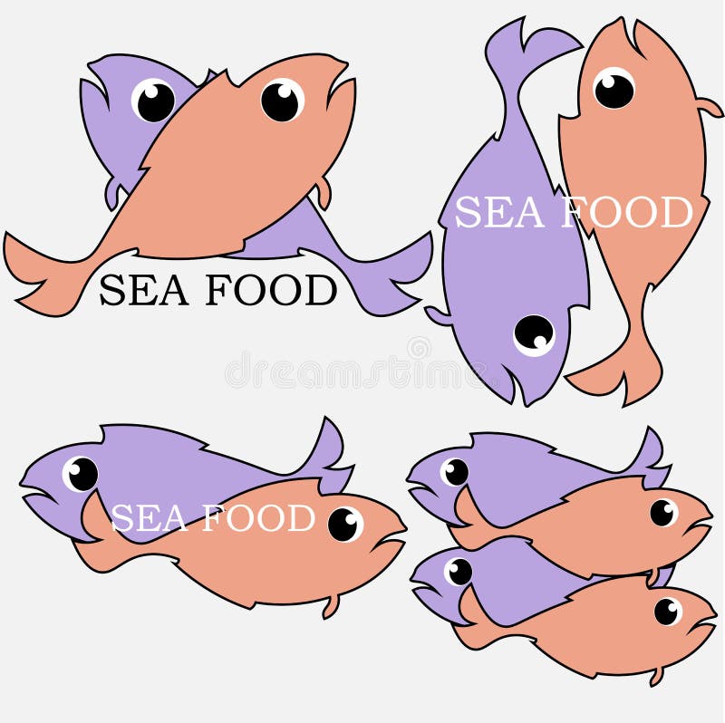 Logo di alimenti per il mare da pesci colorati con l'iscrizione illustrazione vettoriale Logo di alimenti per il mare da pesci colorati con l'iscrizione illustrazione vettoriale