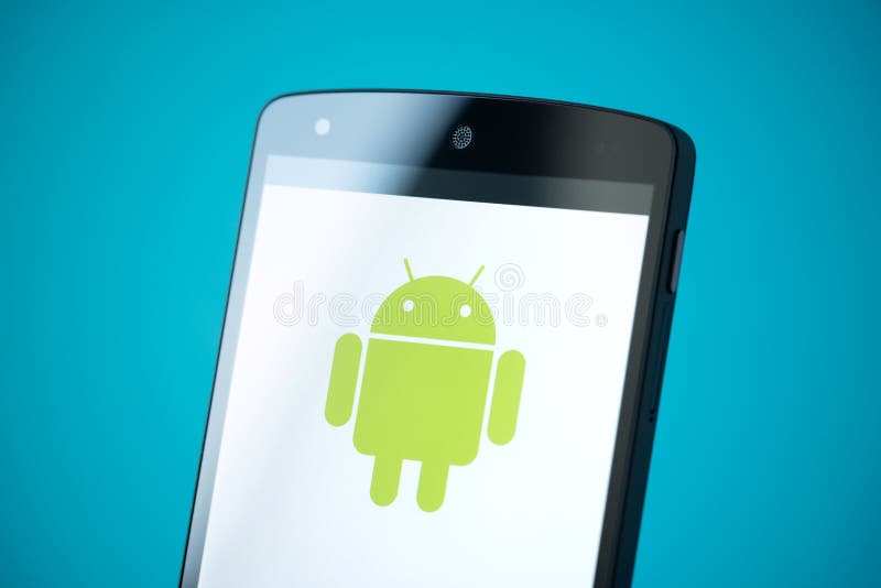 Logo di Android sul nesso 5 di Google immagini stock libere da diritti