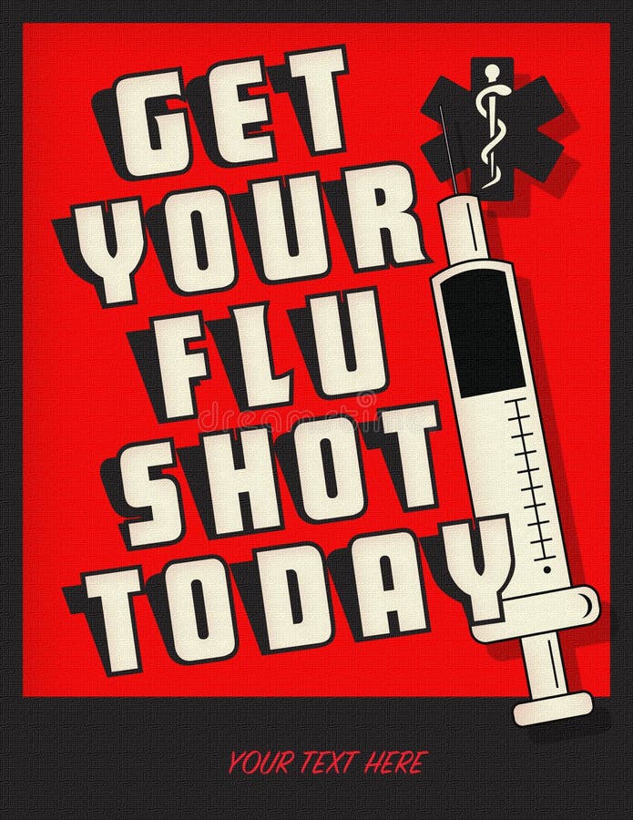 Logo di arte dell'aletta di filatoio dell'avviso del manifesto dell'iniezione antinfluenzale