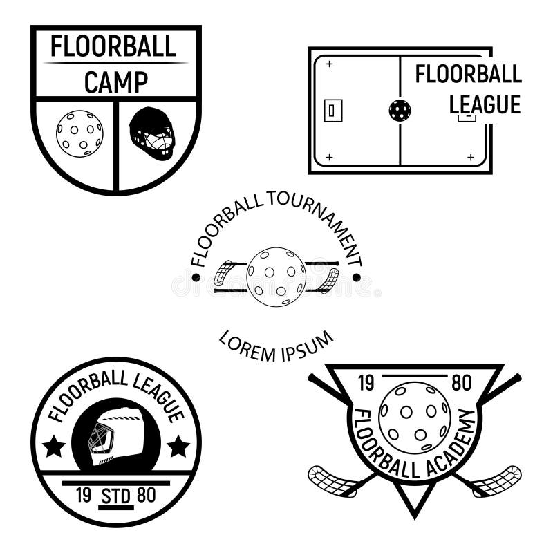 Logo di Floorball per il gruppo e la tazza illustrazione di stock Logo di Floorball per il gruppo e la tazza illustrazione di stock