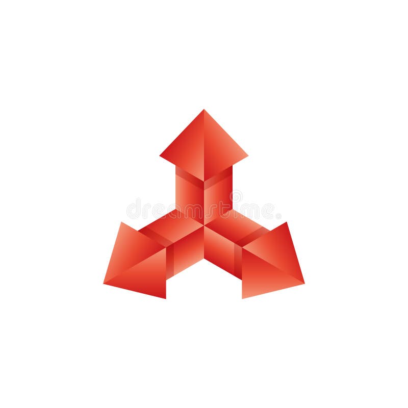 Logo di frecce 3d 3 direzioni simbolo isometrico o assi del sistema di coordinate cartesiane tridimensionale royalty illustrazione gratis