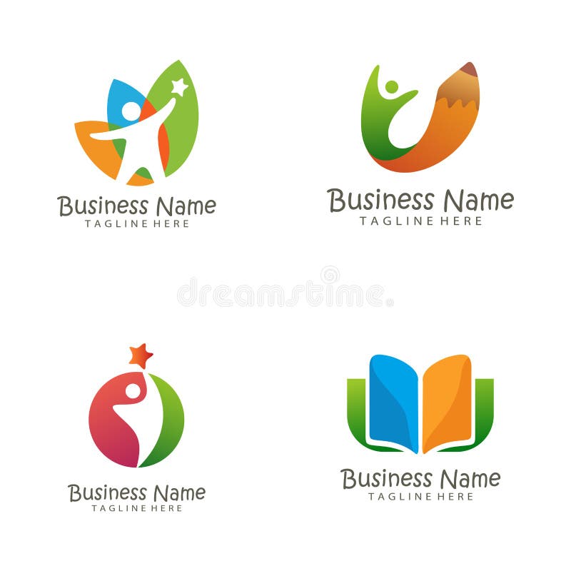 Logo di istruzione dei bambini e progettazione dell'icona illustrazione di stock