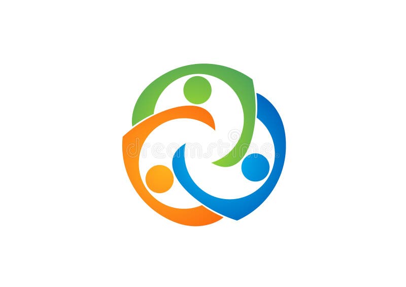 Logo di istruzione di lavoro di squadra, sociale, gruppo, rete, progettazione, vettore, logotype, illustrazione royalty illustrazione gratis