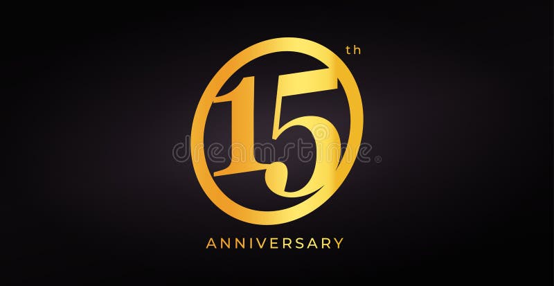 Logo Di Lusso 15esimo Anniversario Con Numero D'Oro In Stile Moderno Elegante Sullo Sfondo Oscuro Per Le Celebrazioni royalty illustrazione gratis