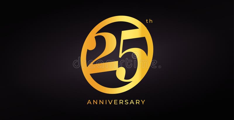 Logo Di Lusso 25esimo Anniversario Con Numero D'Oro In Stile Moderno Elegante Sullo Sfondo Scuro Per Le Celebrazioni royalty illustrazione gratis