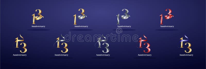 Logo di lusso 13esimo elegante anniversario illustrazione vettoriale