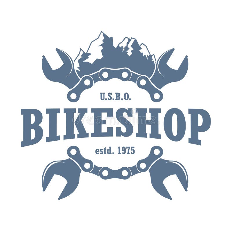 Logo di monocromio dell'officina riparazioni di Mountainbikes royalty illustrazione gratis