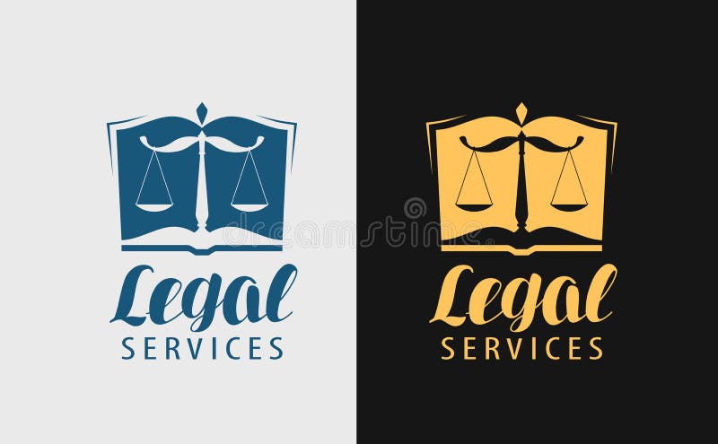Logo di Servizi Giuridici Notaio, giustizia, icona dell'avvocato o simbolo Illustrazione di vettore