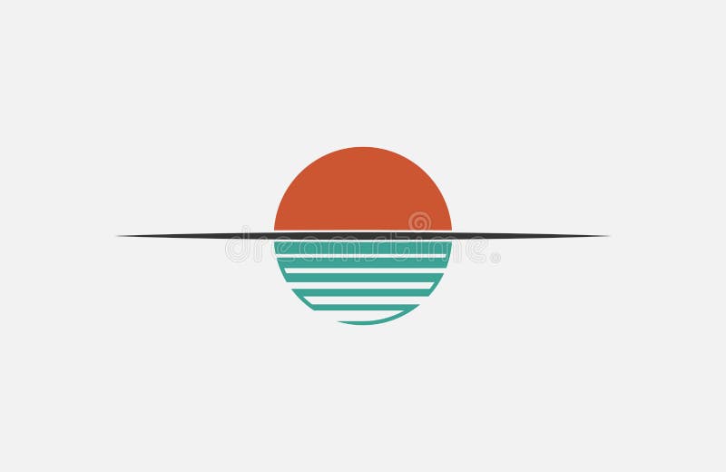 Logo di tramonto Sun sopra l'acqua Progettazione di Minimalistic
