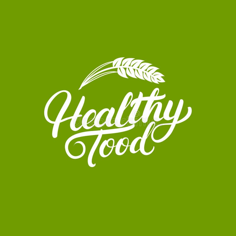 Logo, etikett, emblem eller emblem för bokstäver för sund mathand skriftlig för naturliga nya produkter med öron av vete royaltyfri illustrationer Logo, etikett, emblem eller emblem för bokstäver för sund mathand skriftlig för naturliga nya produkter med öron av vete royaltyfri illustrationer