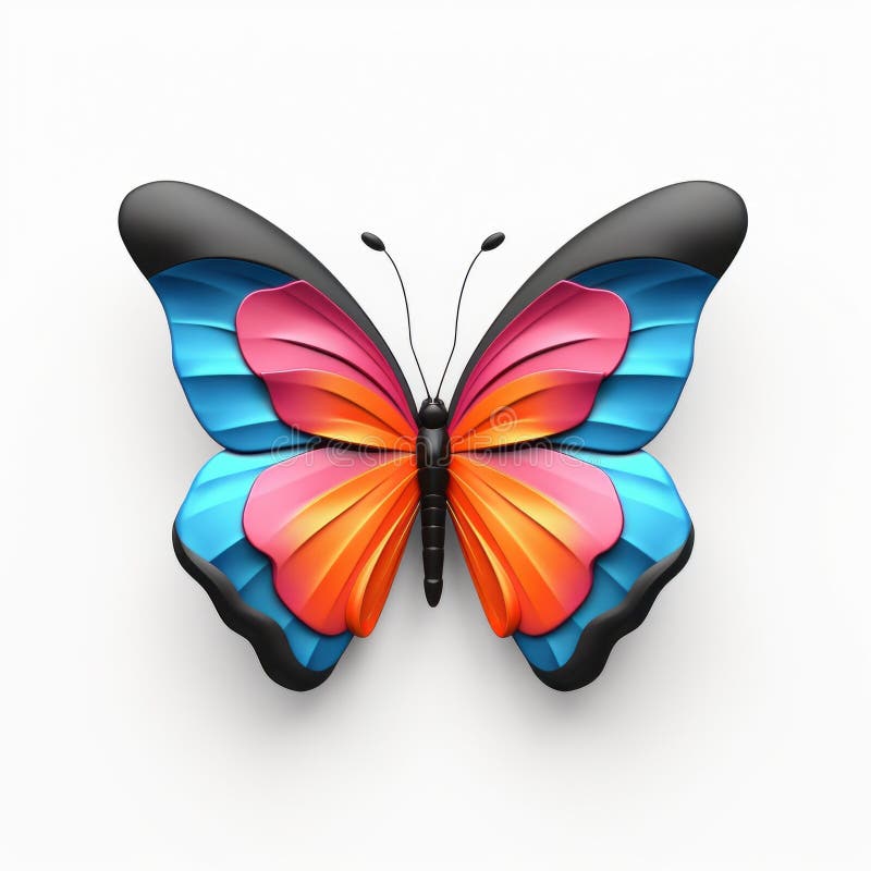 Logo a farfalla 3d colorato per un design innovativo illustrazione vettoriale