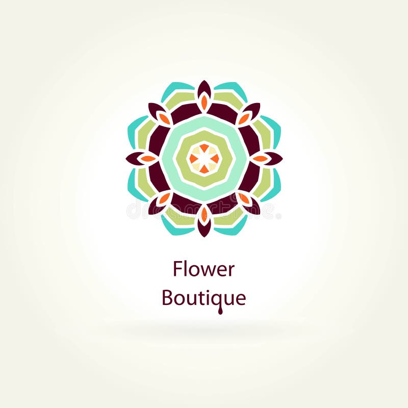 Logo for flower shop, organic products. Flower Boutique. Mandala logotype. Icon. stock illustration Logo for flower shop, organic products. Flower Boutique. Mandala logotype. Icon. stock illustration