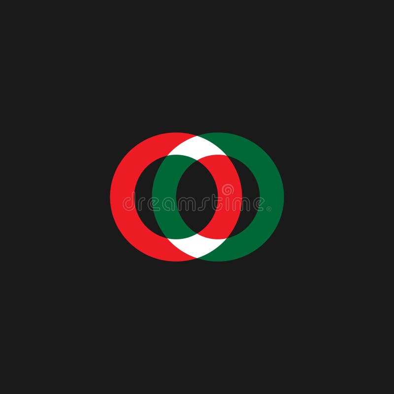 Logo form of two circles lined up in red and green vector illustration