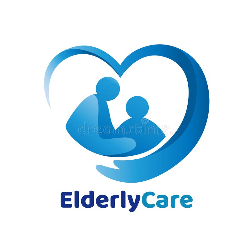 Elderly healthcare heart shaped logo, Nursing home sign. Elderly healthcare heart shaped logo, Nursing home sign