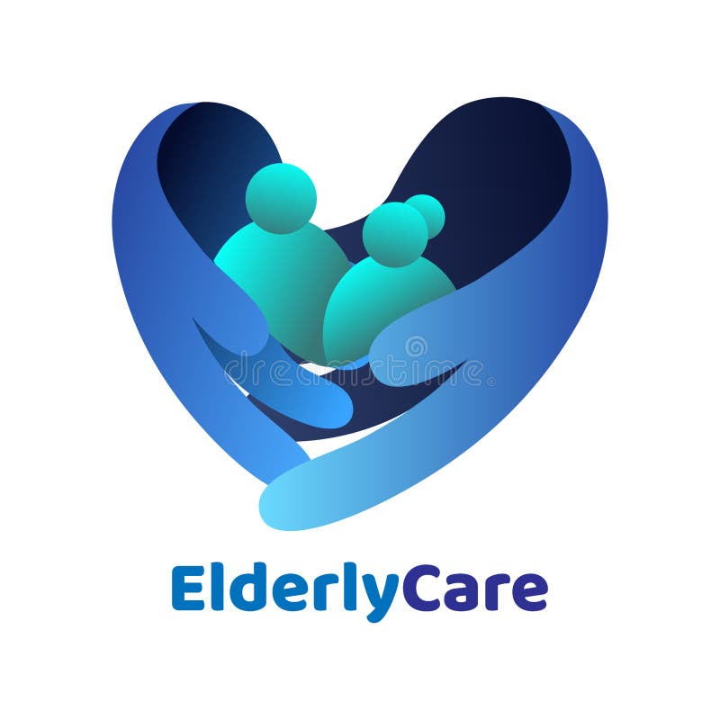 Elderly healthcare heart shaped logo. Nursing home sign. Elderly healthcare heart shaped logo. Nursing home sign