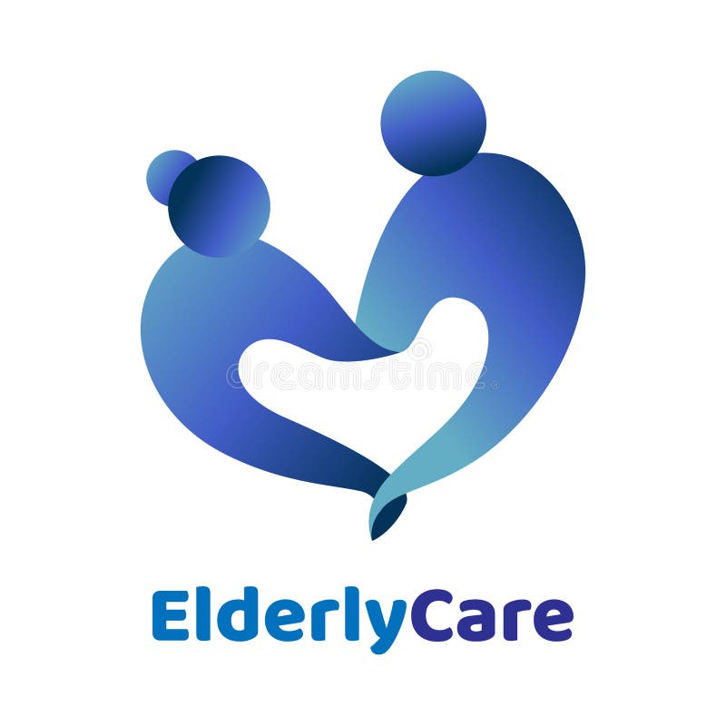 Elderly healthcare heart shaped logo. Nursing home sign. Elderly healthcare heart shaped logo. Nursing home sign.