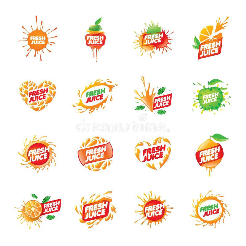 Logo for fresh juice. Vector illustration on white background. Juice splash logo vectors