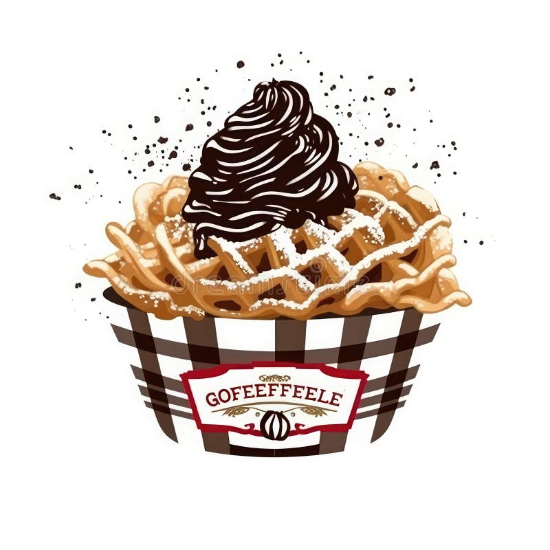 Logo Funnel Cake on White Background Generative AI Stock Illustration