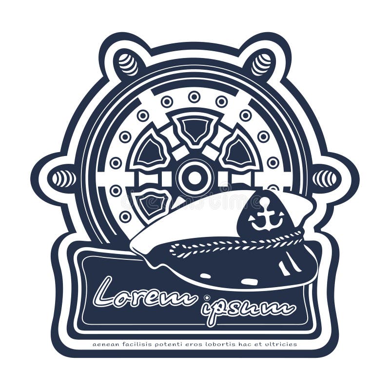 Logo för havslopp Skeppstyrninghjul, roder, roder stock illustrationer Logo för havslopp Skeppstyrninghjul, roder, roder stock illustrationer