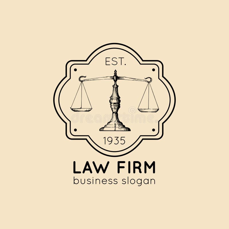 Logo för lagkontor med våg av rättvisaillustrationen Vektortappningadvokat, förkämpeetikett, juridiskt fast emblem stock illustrationer Logo för lagkontor med våg av rättvisaillustrationen Vektortappningadvokat, förkämpeetikett, juridiskt fast emblem stock illustrationer
