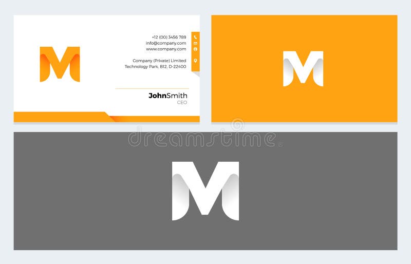 Logo för M Letter Origami och mall för affärskort royaltyfri illustrationer