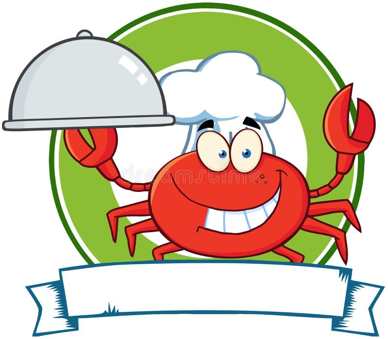 Logo för maskot för krabbakocktecknad film stock illustrationer