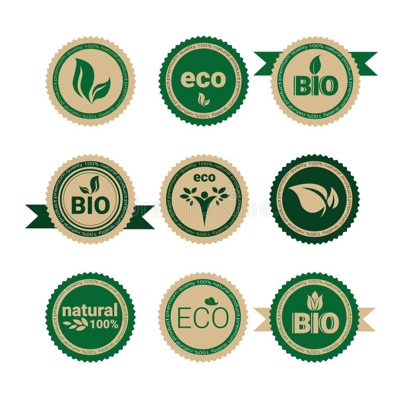 Logo för vänlig organisk naturproduktrengöringsduk uppsättning för symbol för Eco Retro grön