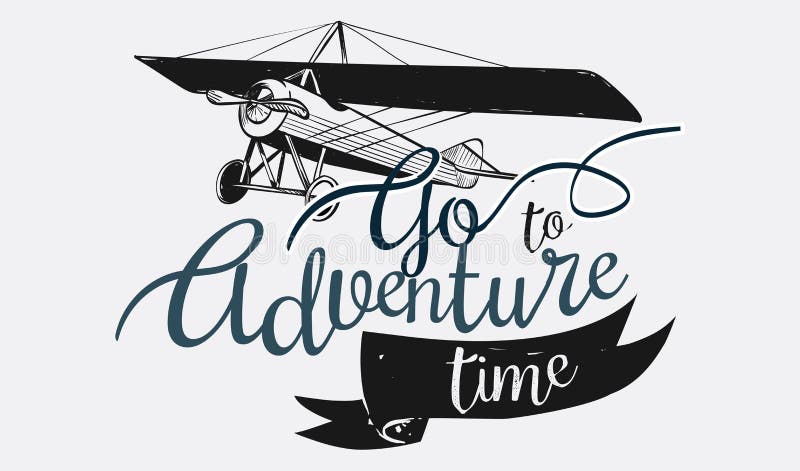 Logo with go to adventure time text royalty free illustration