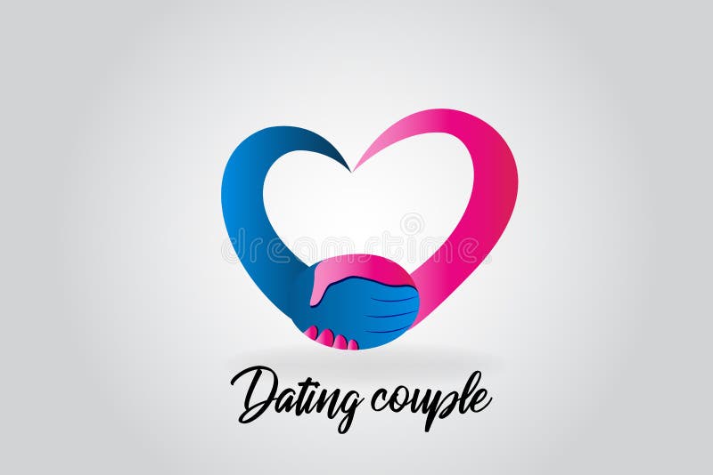 Logo handshake love heart couple people stock illustration