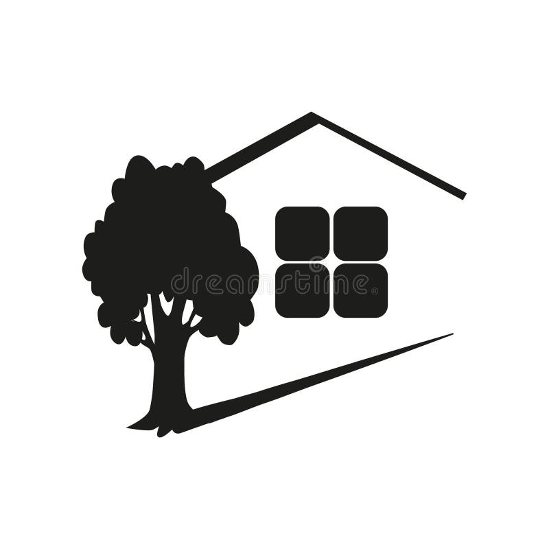 Logo house met boom stock illustratie Logo house met boom stock illustratie