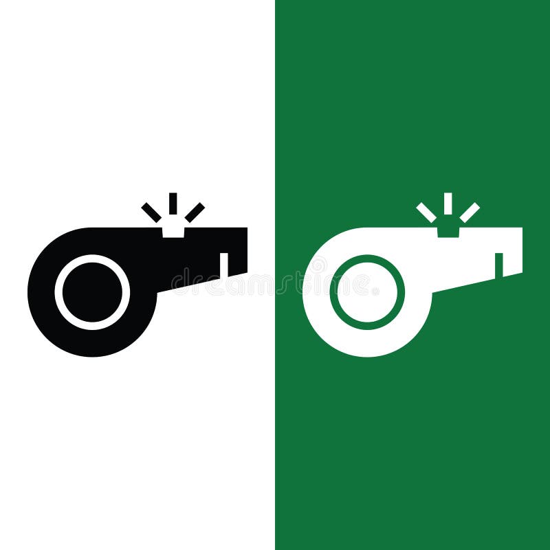 Logo ikony gwizdka piłki nożnej lub piłki nożnej w stylu glifu ilustracji