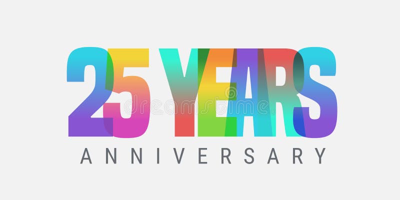 Logo ikony wektora rocznicy 25 lat. wielokolorowy element konstrukcyjny ze znakiem nowoczesnego stylu royalty ilustracja