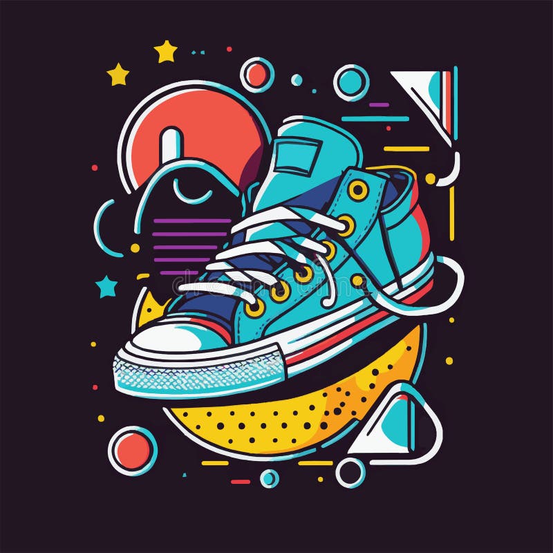 Logo Illustration of Vintage Sneakers Shoes in Retro Style Stock Vector ...