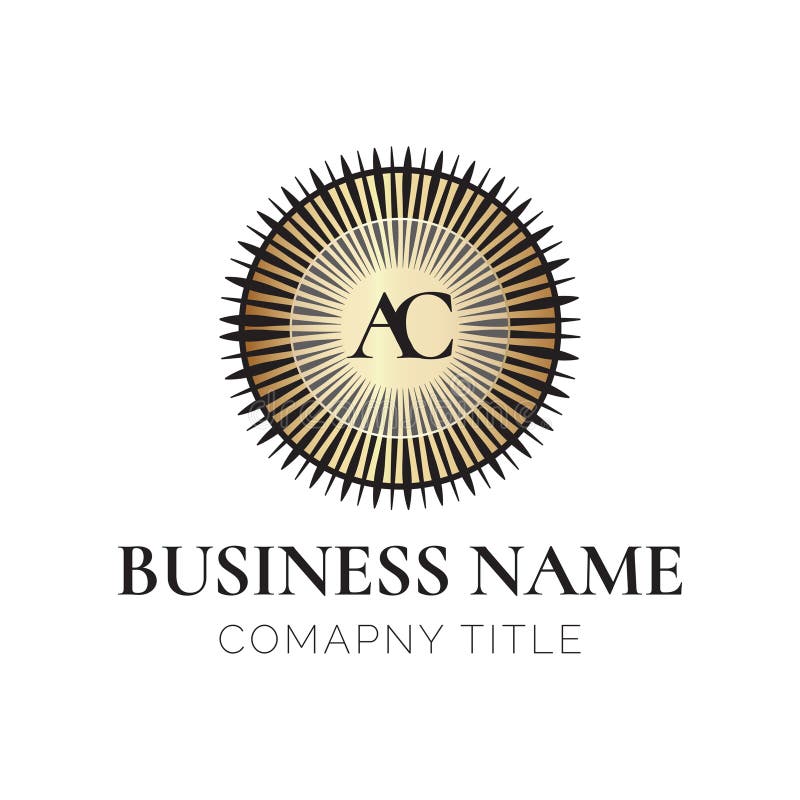Logo iniziale di business stile oro ac illustrazione di stock