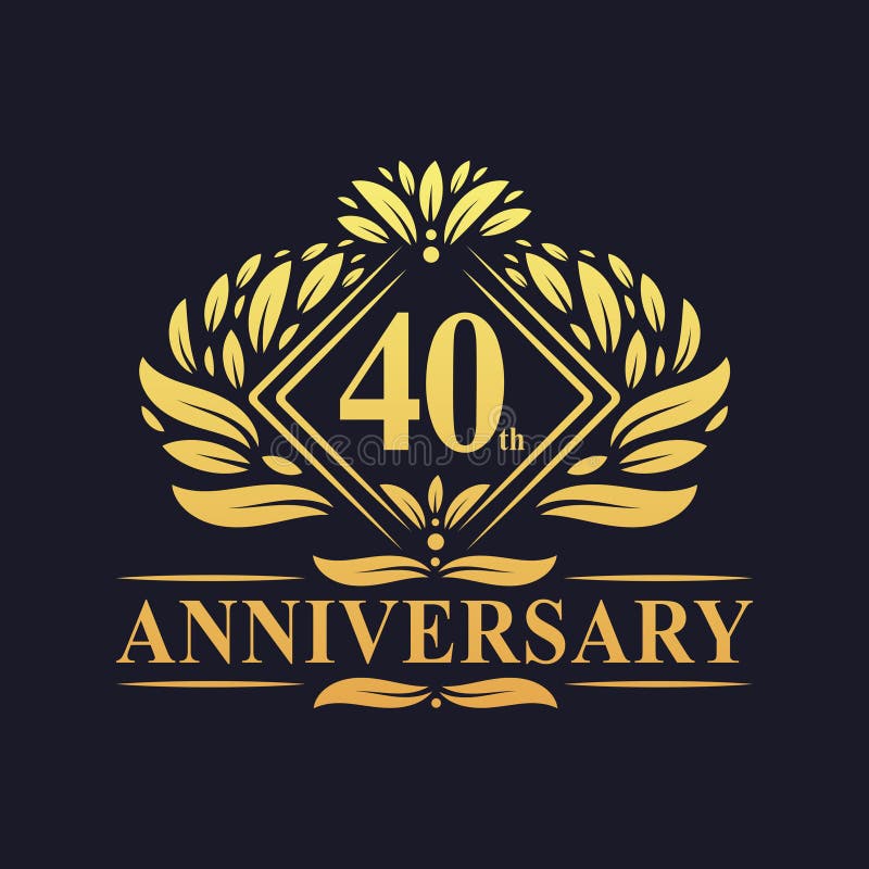 Deter invoer voorbeeld Logo 40 Jaar Verjaardagsdag Luxe Floral Golden 40-jarig Jubileum Logo  Vector Illustratie - Illustration of ceremonie, goud: 190635731