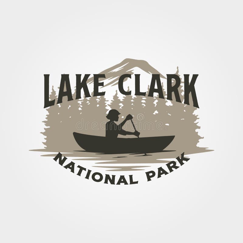 Logo jeziora clark canoe vintage symbol ilustracji projekt logo kajakarstwo ilustracja wektor
