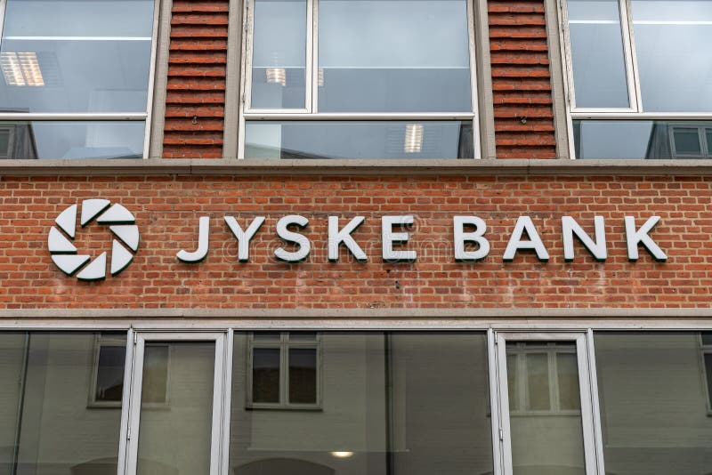 Logo of Jyske Bank in Aarhus. Aarhus 18082021 Editorial Photography