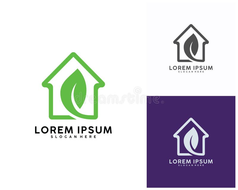 Logo-Konzept- des Entwurfesvektor des grünen Hauses lizenzfreie abbildung Logo-Konzept- des Entwurfesvektor des grünen Hauses lizenzfreie abbildung
